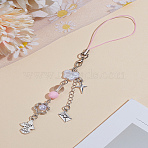 1Pc Alloy Mobile Straps for Women, with PVC Beads, Phone Decorations Charm, Angel, Butterfly, Pink, 158mm(HJEW-LP0001-35)