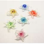 Handmade Lampwork Pendants, Star, Mixed Color, 50x47x15mm(X-LAMP-H030-M)