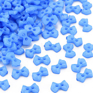2-Hole Plastic Buttons, Bowknot, Cornflower Blue, 6x9x2mm, Hole: 1.5mm(BUTT-N018-028-03)