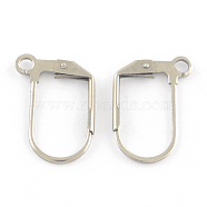 201 Stainless Steel Leverback Earrings Findings, with Loop, Stainless Steel Color, 17x12x1.5mm, Hole: 2mm(STAS-R064-44)
