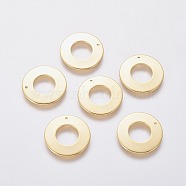 201 Stainless Steel Pendants, Ring, Golden, 16x1mm, Hole: 0.8mm(STAS-L234-051G)