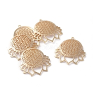 Brass Pendants, Flower, Long-Lasting Plated, Real 18K Gold Plated, 45x39.5x1.5mm, Hole: 2mm(X-KK-L180-104G)