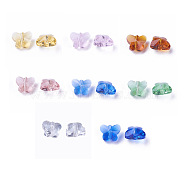 Transparent Glass Pendants, Faceted, Butterfly Charms, Mixed Color, 6.5x8x5mm, Hole: 1mm(X-GLAA-P037-02B-M)