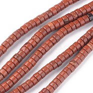 Natural Red Jasper Beads Strands, Heishi Beads, Flat Round/Disc, 4.5x2.5mm, Hole: 0.8mm, about 160pcs/Strand, 15.7 inch(40cm)(G-L528-09)