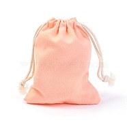 Polycotton Canvas Packing Pouches, Reusable Muslin Bag Natural Cotton Bags with Drawstring Produce Bags Bulk Gift Bag Jewelry Pouch for Party Wedding Home Storage, Light Salmon, 12x9cm(ABAG-H103-A04)