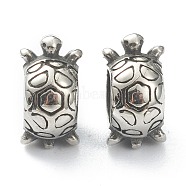 304 Stainless Steel European Beads, Large Hole Beads, Tortoise, Antique Silver, 6x11x8.5mm, Hole: 5mm(STAS-J037-20AS)