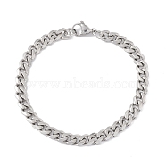 304 Stainless Steel Cuban Link Chains Bracelet for Men Women, Stainless Steel Color, 8-5/8 inch(22cm)(STAS-E001-06P)