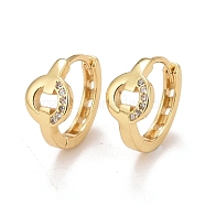 Clear Cubic Zirconia Donut Hoop Earrings, Brass Hinged Earrings for Women, Cadmium Free & Nickel Free & Lead Free, Real 18K Gold Plated, 14x2.5mm, Pin: 0.8mm(EJEW-C022-05G)