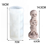 Food Grade DIY Silicone Statue Candle Molds, For Candle Making, Skull, 7x16cm(PW-WG44212-01)