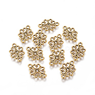 Tibetan Style Alloy Flower Links connectors, Cadmium Free & Lead Free , Antique Golden, 13x19.5x1mm, Hole: 2mm(X-TIBE-990-AG-RS)