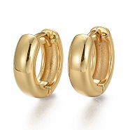 Brass Huggie Hoop Earrings, Long-Lasting Plated, Ring, Real 18K Gold Plated, 16x5mm, Pin: 0.8mm(EJEW-F260-06G)