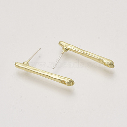 Alloy Stud Earring Findings, with Loop, Bar, Light Gold, 27.5x3.5mm, Hole: 1.5mm, Pin: 0.6mm(PALLOY-S121-253)