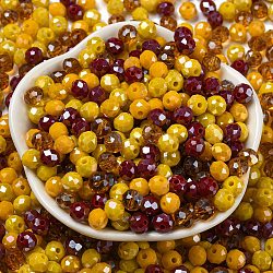 Glass Beads, Faceted, Rondelle, Goldenrod, 6x5mm, Hole: 1mm, about 2360pcs/500g(EGLA-A034-LM6mm-22)