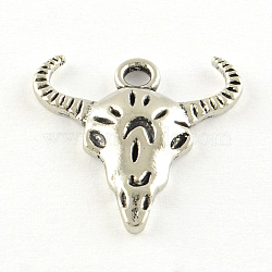 Tibetan Style Alloy Pendants, Cattle, Cadmium Free & Lead Free, Antique Silver, 20.5x20x3mm, Hole: 2.5mm, about 793pcs/1000g(TIBE-Q050-165AS-LF)