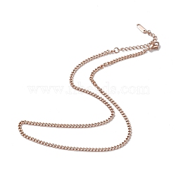 Ion Plating(IP) 304 Stainless Steel Curb Chain Necklace for Men Women, Rose Gold, 15.79 inch(40.1cm)(NJEW-K245-018D)