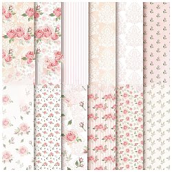 12 Sheets 12 Styles Scrapbooking Paper Pads, Decorative Craft Paper Pad, None Self-Adhesive, Flower, 153x153x0.1mm, 1 Sheet/style(DIY-C079-01B)
