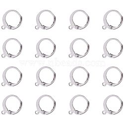 304 Stainless Steel Leverback Earring Settings, with Loop, Stainless Steel Color, 14.5x12x2mm, Hole: 1mm, 50pcs/box, Square Plastic Bead Storage Container: 6.8x5.2x1.1cm(STAS-PH0018-33P)