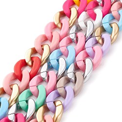 3 Strands 3 Styles Handmade Opaque Twisted Chains, with CCB Plastic Linking Rings, Colorful, Links: 23x17x5mm, about 39.37 inch(1m)/strand, 3 strands/set(AJEW-JB00987)