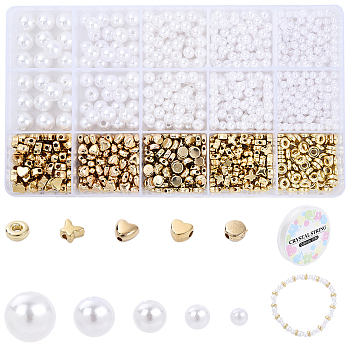 DIY ABS Plastic Imitation Pearl & CCB Beads Stretch Bracelets Making Kits, Mixed Color, 4mm, Hole: 1.6mm, 360pcs
