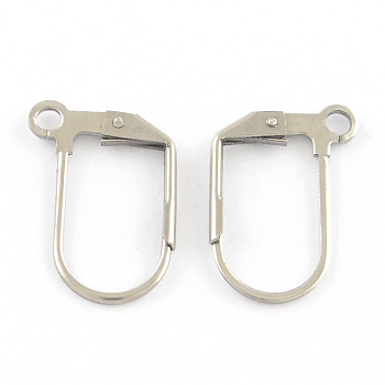 201 Stainless Steel Leverback Earrings Findings, with Loop, Stainless Steel Color, 17x12x1.5mm, Hole: 2mm