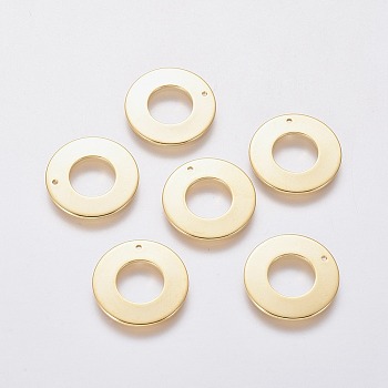 201 Stainless Steel Pendants, Ring, Golden, 16x1mm, Hole: 0.8mm