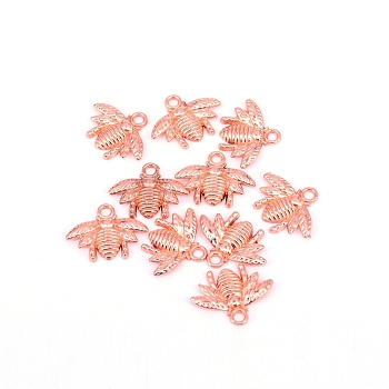 Alloy Pendants, Bee, Rose Gold, 16x20.5x2mm, Hole: 2mm
