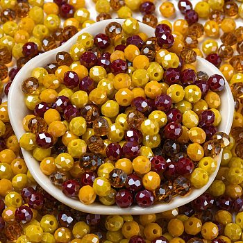 Glass Beads, Faceted, Rondelle, Goldenrod, 6x5mm, Hole: 1mm, about 2360pcs/500g