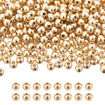 5000Pcs CCB Plastic Bead Spacers, Round, Golden, 4mm, Hole: 1.3mm