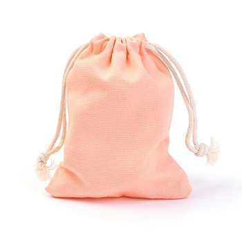Polycotton Canvas Packing Pouches, Reusable Muslin Bag Natural Cotton Bags with Drawstring Produce Bags Bulk Gift Bag Jewelry Pouch for Party Wedding Home Storage, Light Salmon, 12x9cm
