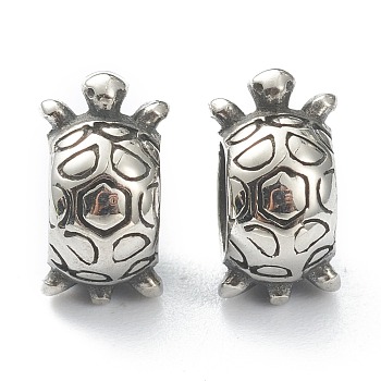 304 Stainless Steel European Beads, Large Hole Beads, Tortoise, Antique Silver, 6x11x8.5mm, Hole: 5mm