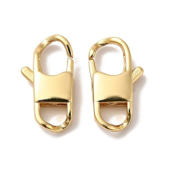 Brass Lobster Claw Clasps, Cadmium Free & Nickel Free & Lead Free, Real 18K Gold Plated, 14x7.5x3.5mm, Hole: 3x3.6mm