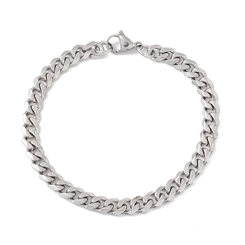 Non-Tarnish 304 Stainless Steel Cuban Link Chains Bracelet for Men Women, Stainless Steel Color, 8-5/8 inch(22cm)