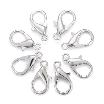Zinc Alloy Lobster Claw Clasps, Parrot Trigger Clasps, Cadmium Free & Lead Free, Platinum, 21x12mm, Hole: 2mm