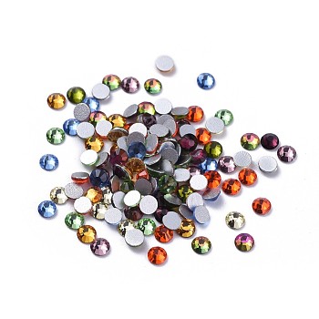 Glass Rhinestone Flat Back Cabochons, Back Plated, Faceted, Half Round, Mixed Color, SS10, 2.7~2.8x1mm, about 1440pcs/bag