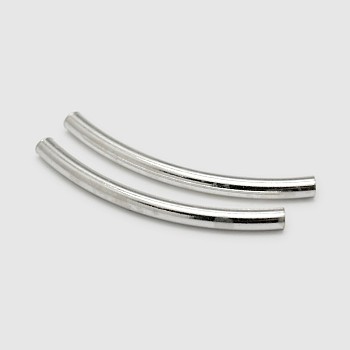 Tube 925 Sterling Silver Beads, Silver, 25x2mm, Hole: 1.2mm