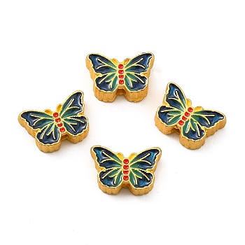 Alloy Enamel Beads, Lead Free & Cadmium Free, Butterfly, Matte Gold Color, 8.5x12.8x3.8mm, Hole: 1.8mm
