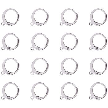 304 Stainless Steel Leverback Earring Settings, with Loop, Stainless Steel Color, 14.5x12x2mm, Hole: 1mm, 50pcs/box, Square Plastic Bead Storage Container: 6.8x5.2x1.1cm