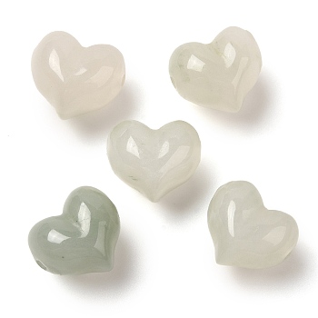 Natural Jade Beads, Heart, 13x14x10mm, Hole: 1.4mm