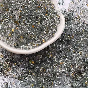 3/0 Baking Paint Transparent Colours Glass Round Beads, Grade A, Round Hole, Gray, 5.5x3mm, Hole: 1.8mm, about 2500pcs/pound