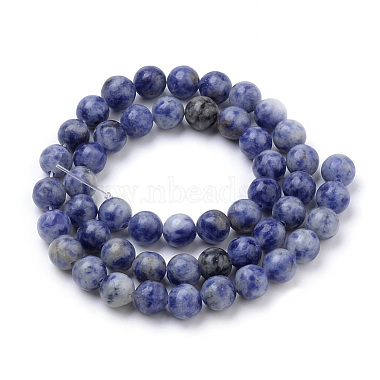 brins de perles de jaspe bleu brésil naturel(G-S259-36-6mm)-2