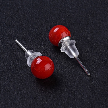 Round Lampwork Ball Stud Earrings(EJEW-F247-01)-4