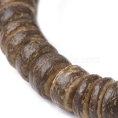 disque de noix de coco naturel et bracelet extensible en perles de tortue turquoise synthétique(BJEW-JB09699-05)-4