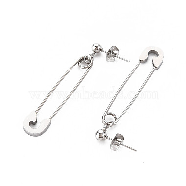 Non-Tarnish 304 Stainless Steel Safety Pin Dangle Stud Earrings for Women(EJEW-N016-031P)-2