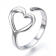 304 Stainless Steel Heart Open Cuff Ring(RJEW-N040-24)-1