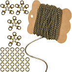 DIY Iron Chains Necklaces Making Kits, Antique Bronze & Red Copper, 3x1mm(DIY-SC0029-14A)