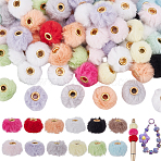 100Pcs Fabric European Beads, Round, Mixed Color, 14x12.5mm, Hole: 4mm(DIY-WR0004-69)