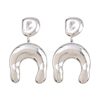 316L Surgical Stainless Steel Dangle Stud Earrings for Women, Horseshoes, Stainless Steel Color, 40x22mm(SA-CBA2DC8-01P)