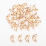 Electroplate Transparent Glass Beads, Moon, Half Rainbow Plate, Navajo White, 9x14x6.5mm, Hole: 1mm(GLAA-WH0039-58H)