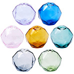 7Pcs 7 Colors Transparent Glass Beads, Faceted, Round, Mixed Color, 15x13.5x15.5mm, Hole: 1.6mm, 1pc/color(GLAA-TA0002-90B)