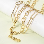 6MM Brass Double Layer Mixed Chain Necklaces, Rack Plating, Long-Lasting Plated, Cadmium Free & Lead Free, Real 18K Gold Plated, 16.65 inch(42.3cm)(NJEW-L013-04G)